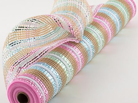 21  Burlap Mesh: Wide Metallic Easter Stripes Fashion