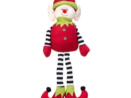 21  Fabric Sitting Elf With Dangling Legs: Red For Discount