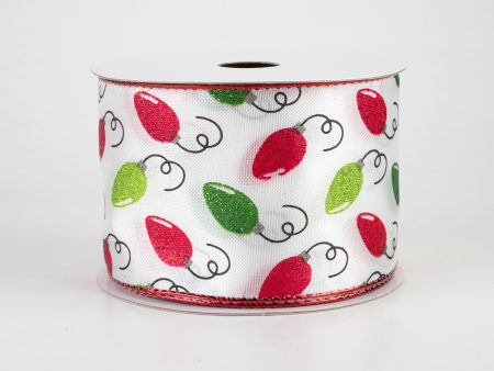 2.5  Vintage Christmas Lights Ribbon: Red, Emerald, Lime (10 Yards) Online now