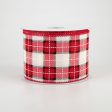 2.5  Windowpane Plaid Ribbon: Red, Ivory, Black (10 Yards) on Sale