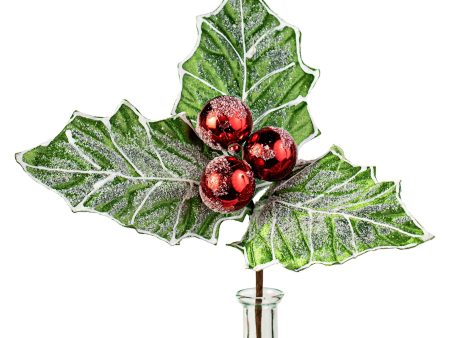 13  Jumbo Frost Holly Berry Pick: Green, Red, White Fashion