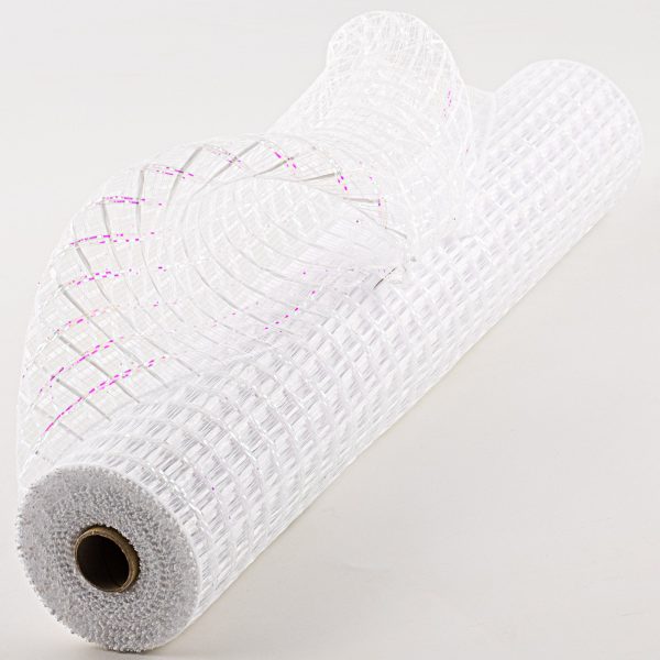 21  Wide Weave Metallic Mesh: White Check For Cheap