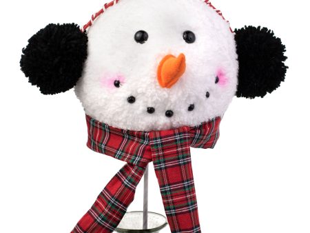 13.5  Snowman Head Tree Topper With Pick: Tartan Plaid Cheap