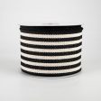 2.5  Wiggly Stripes Canvas Ribbon: Black & Ivory (10 Yards) Online