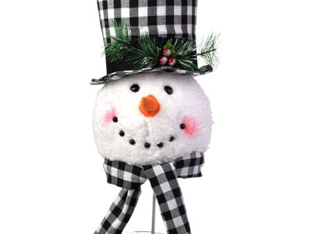 13.5  Snowman Head Tree Topper With Pick: Buffalo Check Online Sale