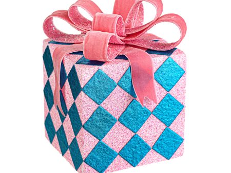 6  Gift Box Decoration: Pink & Blue Harlequin For Cheap