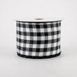 2.5  Tiny Woven Buffalo Plaid Ribbon: Black, White (10 Yards) Hot on Sale