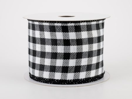 2.5  Tiny Woven Buffalo Plaid Ribbon: Black, White (10 Yards) Hot on Sale