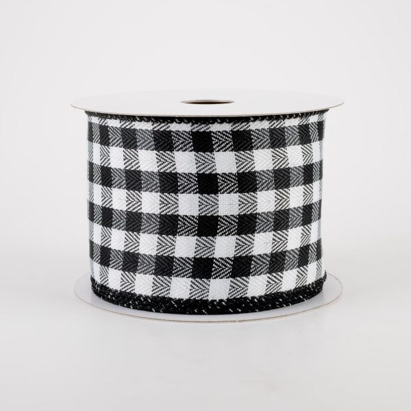 2.5  Tiny Woven Buffalo Plaid Ribbon: Black, White (10 Yards) Hot on Sale