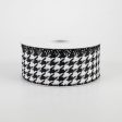 1.5  Black & White Woven Houndstooth Ribbon (10 Yards) Sale