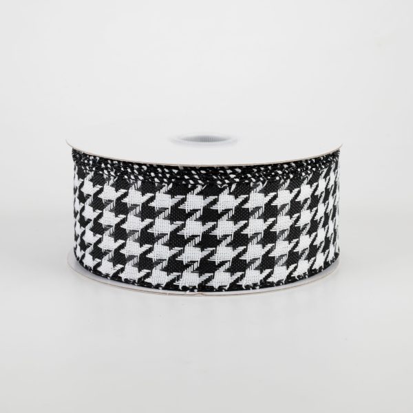 1.5  Black & White Woven Houndstooth Ribbon (10 Yards) Sale