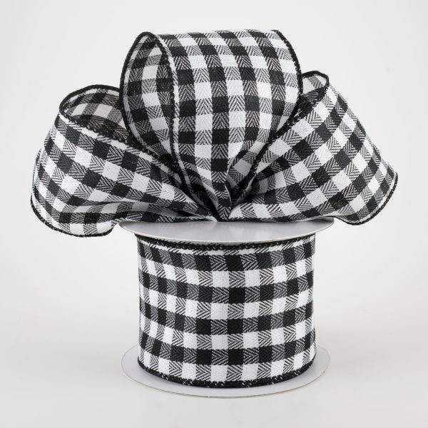 2.5  Tiny Woven Buffalo Plaid Ribbon: Black, White (10 Yards) Hot on Sale