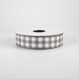 7 8  Woven Wired Buffalo Plaid Ribbon: Grey & White (10 Yards) For Discount