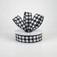 7 8  Woven Wired Buffalo Plaid Ribbon: Black & White (10 Yards) Hot on Sale