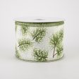 2.5  White Linen Snowy Pine Ribbon (10 Yards) Discount