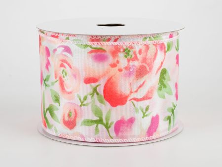 2.5  Watercolor Roses Ribbon: Blush (10 Yards) Hot on Sale