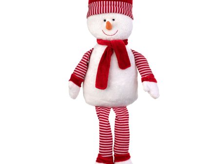 15  Fabric Snowman With Dangling Legs: Red & White Discount