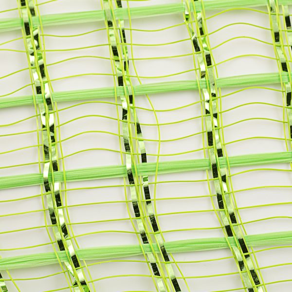 21  Wide Weave Metallic Mesh: Lime Green Check Fashion