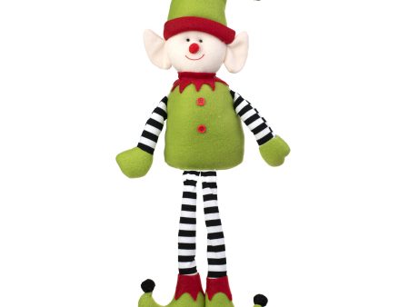 21  Fabric Sitting Elf With Dangling Legs: Green Online now