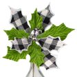 10  Check Poinsettia Bell Pick: Black, White, Green Supply