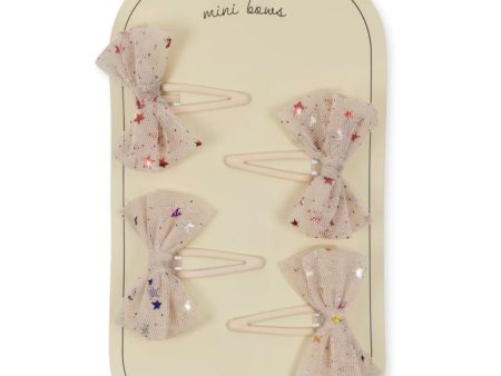 4 pack tulle bow hair clips - etoile multi brazilian sand For Discount